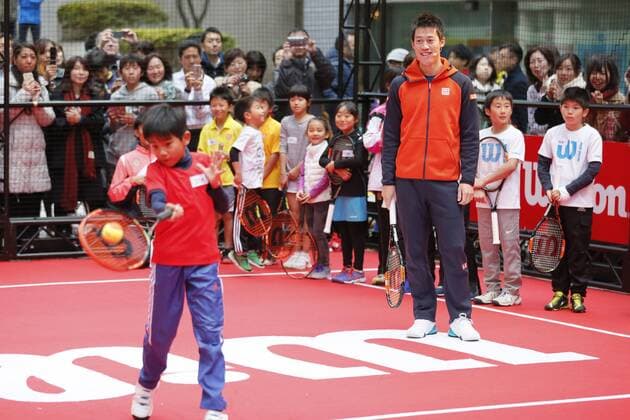 Kei Nishikori, November 30, 2015 : Japanese professional tennis player Kei Nishikori attends a press conference PK Pressekonferenz for Wilson New racket announcement and Tennis clinic in Tokyo, Japan. NoxThirdxPartyxSales  (qdwa044031)