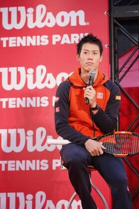 Kei Nishikori, November 30, 2015 : Japanese professional tennis player Kei Nishikori attends a press conference PK Pressekonferenz for Wilson New racket announcement and Tennis clinic in Tokyo, Japan. NoxThirdxPartyxSales  (qdwa044040)