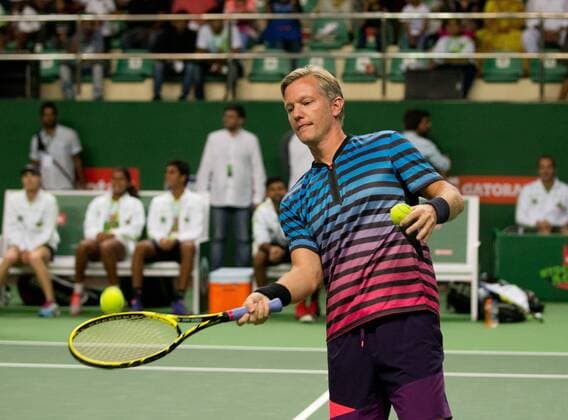Champions Tennis League 2015, Hyderabad Aces Team Captain Thomas Johansson (SWE) Tennis - Champions Tennis League 2015 - - - Hyderabad - Telangana - India - 30 November 2015.