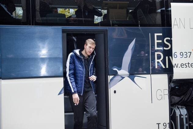 151207 Malmö FFs malvakt Fredrik Andersson ankommer till spelarhotellet den 7 december 2015 i Madrid.  Copyright: LUDVIGxTHUNMAN BB151207LT048