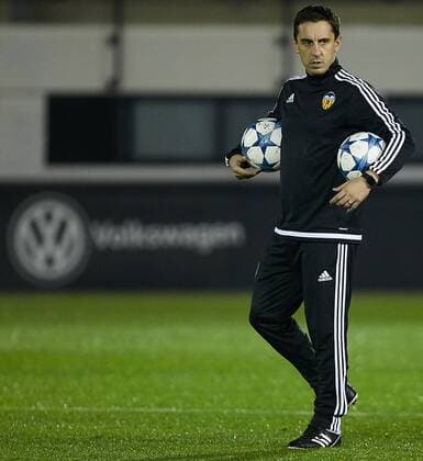 Coach Gary Neville (Valencia) - UEFA Champions League - pre match Training Session - Valencia CF vs Lyon - Paterna Training Ground - Valencia - Spain - 7th December 2015 - Pic David Aliaga Sportimage EDITORIAL USE ONLY. No use with unauthorised audio, video, data, fixture lists, club league logos or live services. Online in-match use limited to 120 images, no video emulation. No use in betting, games or single club league player publications.