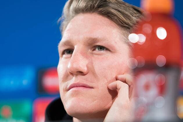 Fußball, UEFA Champions League, Abschlusstraining und Pressekonferenz Manchester United ManU Bastian Schweinsteiger (Manchester United) Portrait, Porträt, Einzelbild, PK, Pressekonferenz. xtgx