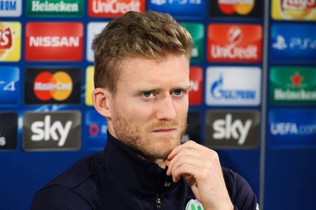 Andre Schürrle (VfL Wolfsburg) - Champions League Gruppe B Saison 2015-2016 Pressekonferenz VfL Wolfsburg vs. Manchester United ManU in der Volkswagen Arena in Wolfsburg - Portrait,Deutschland, Fussball, Mann,Männer,07.12.2015