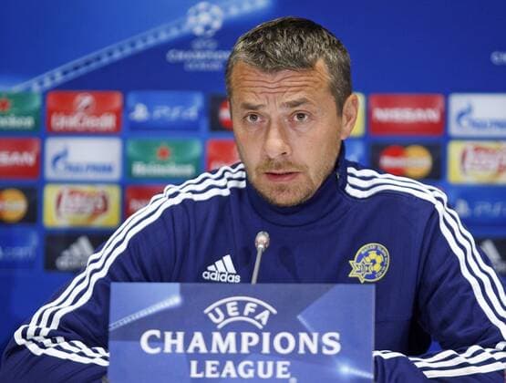 Fußball, Champions League, Maccabi Tel Aviv PK Dec. 8, 2015 - Kiev, Ukraine - Maccabi Tel Aviv s Serbian head coach SLAVISA JOKANOVIC speaks during a press conference PK Pressekonferenz at the Olimpic stadium,in Kiev,Ukraine,08 December,2015. Dynamo Kiev will face FC Maccabi in the UEFA Champions League group G soccer match on 09 December 2015. SOCCER 2015 - UKRAINE SOCCER UEFA CHAMPIONS LEAGUE,group G - ZUMAg194