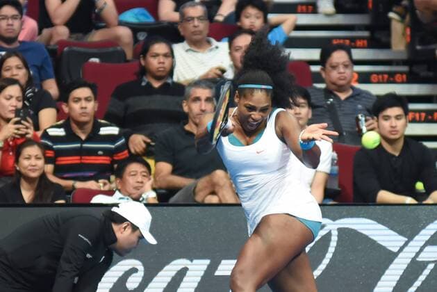Dec. 8, 2015 - Pasay City, Manila, Philippines - MANILA, Philippines - USAÃ¢â‚¬â ¢s Serena Williams of the Philippine Mavericks in action during the International Premiere Tennis League (IPTL) at the Mall of Asia Arena in Pasay City, south of Manila, Philippines on December 08, 2015. International Premiere Tennis League in Manila  - ZUMAn230
