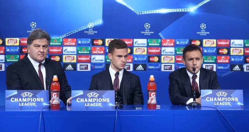 Fußball, Champions League, Bayern München PK Bayern Muenchen press conference PK Pressekonferenz 08.12.2015., Zagreb, Croatia - Bayern Muenchen s Joshua Kimmich and Rafinha attend a press conference prior the UEFA Champions League soccer match on 09 December 2015 against Dinamo Zagreb.  ZeljkoxLukunic PIXSELL