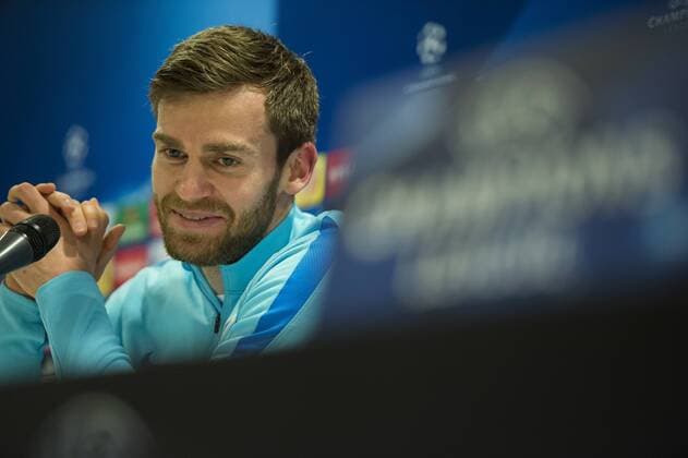 Fußball, Champions League, Zenit St. Petersburg PK - GENT, BELGIUM: Zenit s Nicolas Lombaerts pictured during a press conference PK Pressekonferenz of Russian first division soccer team Zenit St Petersburg, Tuesday 08 December 2015, in Gent. Tomorrow, Gent is playing against Zenit in the UEFA Champions League competition, on the sixth and last day in the group stage, in group H. JASPERxJACOBS  x04753939x