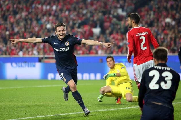 Fußball, Champions League, Benfica Lissabon - Atletico Madrid Dec. 8, 2015 - Lisbon, Portugal - Atletico Madrid s midfielder Sal Niguez celebrates after scoring a goal during the UEFA Champions League Group C football match between SL Benfica and Atletico de Madrid at the Luz stadium in Lisbon, Portugal on December 8, 2015. UEFA Champions League football match SL Benfica vs Atletico de Madrid  - ZUMAn230