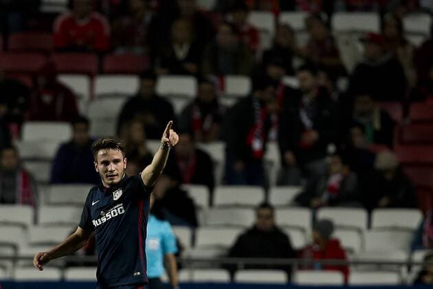 Fußball, Champions League, Benfica Lissabon - Atletico Madrid Dec. 8, 2015 - Lisbon, Portugal - Atletico Madrid s midfielder Saul celebrates his goal during the Champions League football match between SL Benfica and Atletico de Madrid at Luz Stadium in Lisbon on December 8, 2015. NURPHOTO CARLOS PALMA. FBL-EUR-C1-BENFICA-ATLETICO  - ZUMAn230