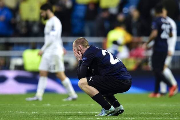 Fußball, Champions League, Real Madrid - Malmö FF 151208 Malmö FFs Jo Inge Berget deppar efter fotbollsmatchen i Champions League mellan Real Madrid och Malmö FF den 8 december 2015 i Madrid.  Copyright: LUDVIGxTHUNMAN BB151208LT124