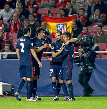 Champions League match between Benfica Lissabon and Atletico Madrid. In this picture, Luciano Vietto celebrates his goal. xJOSExA.xGARCIAx 