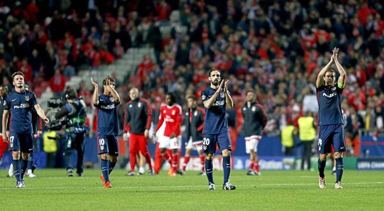 Champions League match between Benfica Lissabon and Atletico Madrid. In this picture, Atletico players celebrate the victory. xJOSExA.xGARCIAx 