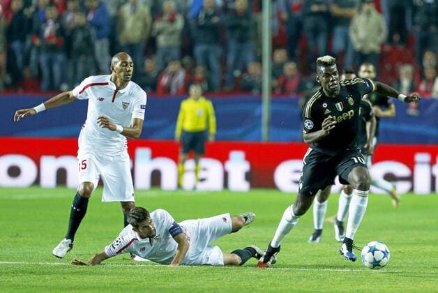 Champions League match between FC Sevilla and Juventus Turin. In this picture, Paul Pogba. xRAMONxNAVARROx 