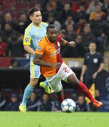 UEFA Champions League Group C soccer match between Galatasaray - Astana in Istanbul, Turkey, 08 December 2015. Fial Score: Galatasaray 1 - Astana 1 Pictured: Aurelien Chedjou of Galatasaray. 