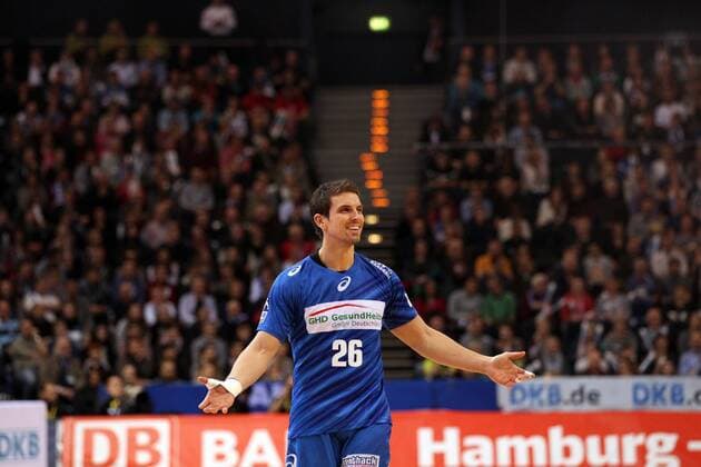 Handball DKB Handball Bundesliga 2013 2014 - HSV Handball vs. SG Flensburg-Handewitt Adrian Pfahl (Hamburg), Barclay Card Arena Hamburg