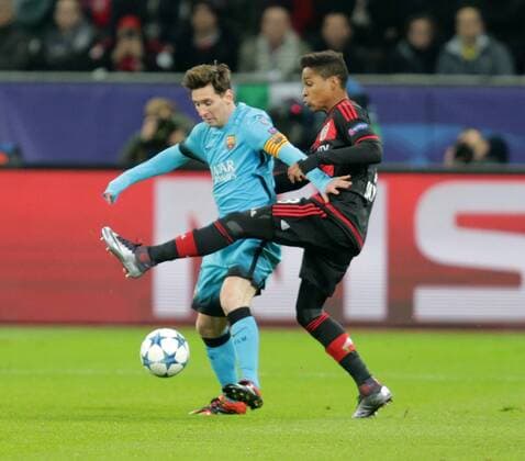 Championsleague , Bayer 04 Leverkusen vs. FC Barcelona Barca Championsleague , Bayer 04 Leverkusen vs. FC Barcelona Lionel Andres Messi (Barcelona),Wendell (Leverkusen) nphxBratic