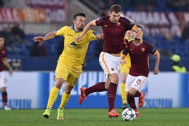 Fußball, Champions League, AS Rom - BATE Baryssau Champions League AS Rom - Bate Borisov Edin Dzeko-Nemanja Nikolic 
