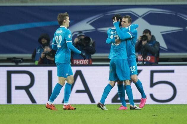 - GENT, BELGIUM: Zenit s Artem Dzyuba celebrate after scoring during a soccer game between Belgian team KAA Gent and Russian club FC Zenit Saint Petersburg, Wednesday 09 December 2015, in Gent, the sixth and last day of the group stage the UEFA Champions League competition, in group H. JASPERxJACOBS  x04754680x