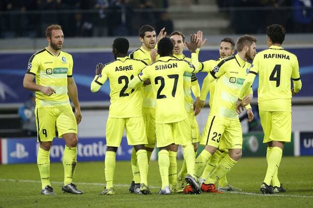 Depoitre Laurent forward of KAA Gent celebrates FOOTBALL : La Gantoise vs Zenith Saint Petersbourg - Ligue des Champions - 09 12 2015 Photonews Panoramic 