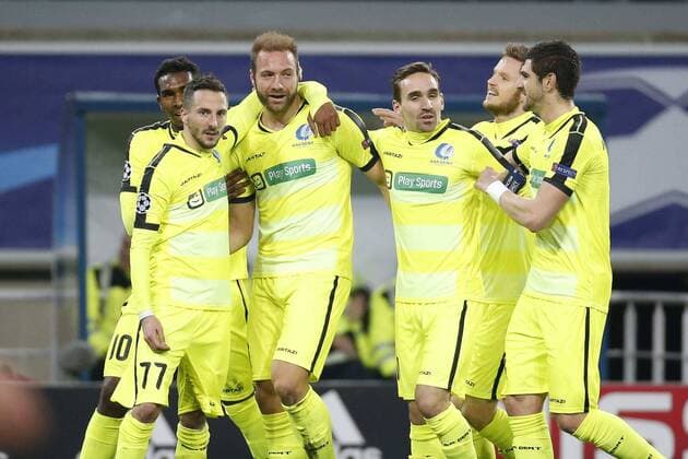 Depoitre Laurent forward of KAA Gent celebrates FOOTBALL : La Gantoise vs Zenith Saint Petersbourg - Ligue des Champions - 09 12 2015 Photonews Panoramic 