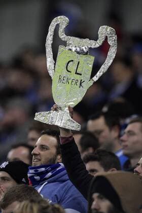 - GENT, BELGIUM: Illustration picture shows Gent s supporters holding the Champions League cup during a soccer game between Belgian team KAA Gent and Russian club FC Zenit Saint Petersburg, Wednesday 09 December 2015, in Gent, the sixth and last day of the group stage the UEFA Champions League competition, in group H. YORICKxJANSENS  x04754702x
