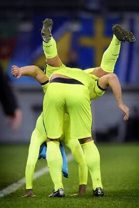 - GENT, BELGIUM: Gent s Laurent Depoitre and Gent s Rafinha Rafael Scapini de Almeida celebrate after winning a soccer game between Belgian team KAA Gent and Russian club FC Zenit Saint Petersburg, Wednesday 09 December 2015, in Gent, the sixth and last day of the group stage the UEFA Champions League competition, in group H. YORICKxJANSENS x04754781x