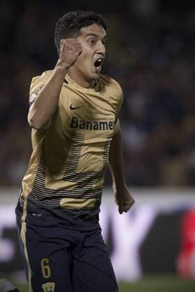 Silvio Torales of Pumas celebrates after scoring during the final of the Opening Tournament of the MX League against Tigres in Mexico City, capital of Mexico, on Dec. 13, 2015. Tigres won 4-2 in penalties round to claim the title of the tournament. Alejandro Ayala) (rtg) (ah) (SP)MEXICO-MEXICO CITY-SOCCER-PUMAS VS TIGRES-FINAL e AlejandroxAyala 