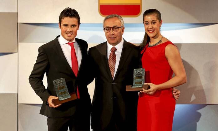 Preisverleihung des spanischen Olympischen Komitees: Javier Gomez Noya, Alejandro Blanco, Carolina Martin. X edition of the awards of the Spanish Olympic Commettee. In this picture, Javier Gomez Noya, Alejandro Blanco and Carolina Martin. xANGELxRIVEROx 