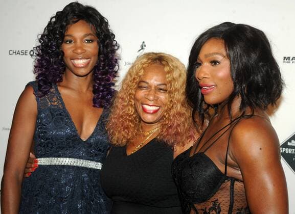 Serena Williams, Oracene Price and Venus Williams arrive on the red carpet at the 2015 Sports Illustrated Sportsperson of the Year Ceremony at Pier Sixty at Chelsea Piers in New York City on December 15, 2015. Serena Williams is the winner of this years Sportsperson of the year Award.  NYP20151215177 DENNISxVANxTINE