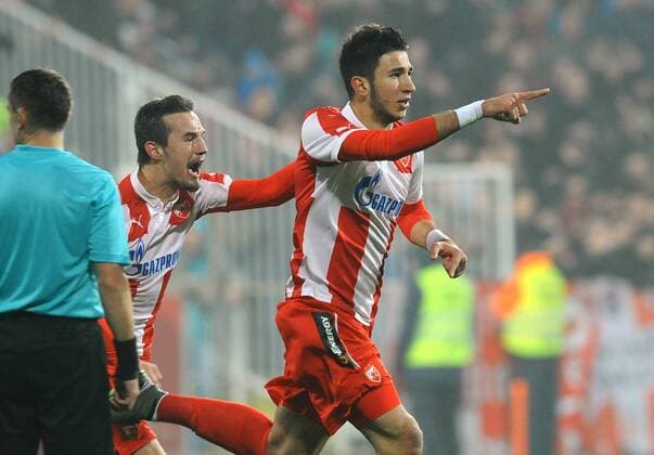 VUKASIN JOVANOVIC i MARKO GRUJIC, (Roter Stern Belgrad), SUPERLEAGUE Serbien 2015 2016 Roter Stern Belgrad - CUKARICKI Belgrad NebojsaxParausic 
