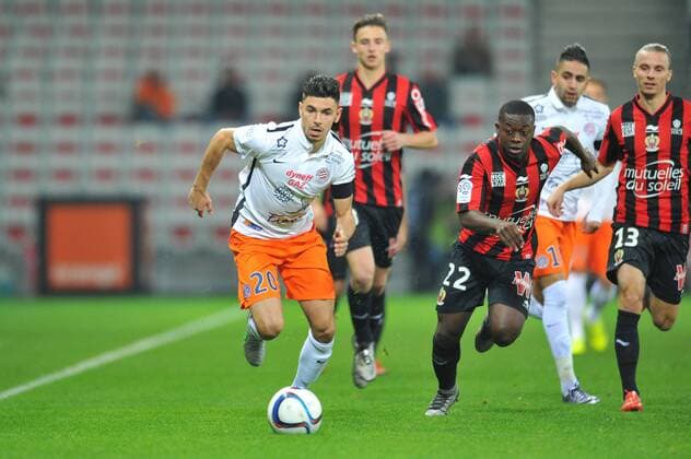 Fußball, OGC Nizza - Montpellier HSC Morgan SANSON (mon) - NAMPALYS MENDY (nice) FOOTBALL : OGC Nice vs Montpellier HSC - Ligue 1 - 18 12 2015 FEPx 