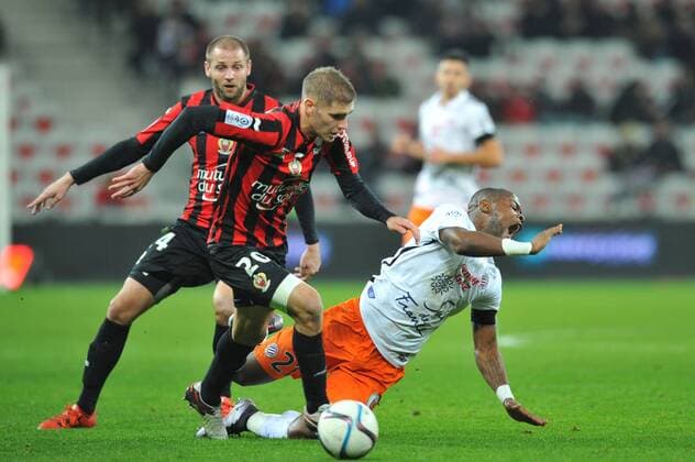 William REMY (mon) - MAXIME LE MARCHAND (nice) - FAUTE FOOTBALL : OGC Nice vs Montpellier HSC - Ligue 1 - 18 12 2015 FEPx 