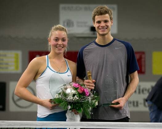 Carina Witthoeft und Yannick Hanfmann Deutsche Meisterschaft in Biberach an der Riß, 44. Deutschen Hallenmeisterschaften 2015 Tennis - Deutsche Meisterschaft 2015 - Deutsche Meisterschaft - - Biberach an der Riss - Baden-Wuerttemberg - Germany - 20 December 2015.