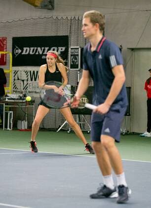 Johannes Haerteis und Antonia Lottner ,Mixed, Action, Deutsche Meisterschaft in Biberach an der Riß, 44. Deutschen Hallenmeisterschaften 2015 Tennis - Deutsche Meisterschaft 2015 - Deutsche Meisterschaft - - Biberach an der Riss - Baden-Wuerttemberg - Germany - 20 December 2015.