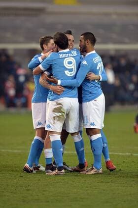 20.12.2015. Azzurri d Italia, Bergamo, Italy. Serie A. Atalanta versus Napoli. Napoli players celebrate the 0-1 goal for Napoli scored by Hamsik from the penalty spot xPierpaoloxPiciuccox  ActionPlus11690557