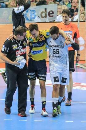 Kiel, Sparkassen Arena, DKB Handball, 1. Bundesliga , Saison 2015 2016, THW Kiel - Rhein Neckar Löwen, Patrick Groetzki(RNL) verletzte sich