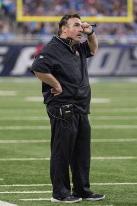 27 December 2015: San Francisco 49ers head coach Jim Tomsula in action during a game between the San Francisco 49ers and the Detroit Lions at Ford Field in Detroit, MI. (Photo By Robin Alam Icon Sportswire) NFL American Football Herren USA DEC 27 49ers at Lions Icon164122715128049 EDITORIAL USE ONLY