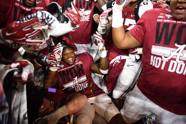 December 31, 2015: Alabama Crimson Tide running back Derrick Henry (2) celebrates after winning the Goodyear Cotton Bowl Classic between the Michigan State Spartans and the Alabama Crimson Tide at the AT&T in Dallas, Texas. NCAA College League USA Football 2015: Goodyear Cotton Bowl Classic Michigan State vs Alabama DEC 31 - ZUMAc04_