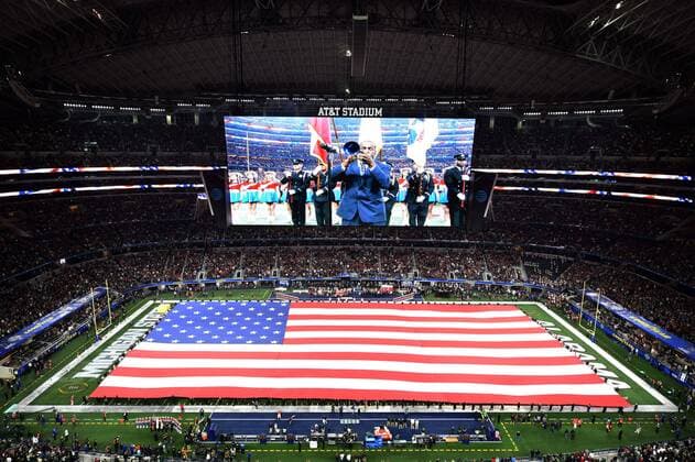 December 31, 2015: National Anthem before Goodyear Cotton Bowl Classic between the Michigan State Spartans and the Alabama Crimson Tide at the AT&T in Dallas, Texas. NCAA College League USA Football 2015: Goodyear Cotton Bowl Classic Michigan State vs Alabama DEC 31 - ZUMAc04_