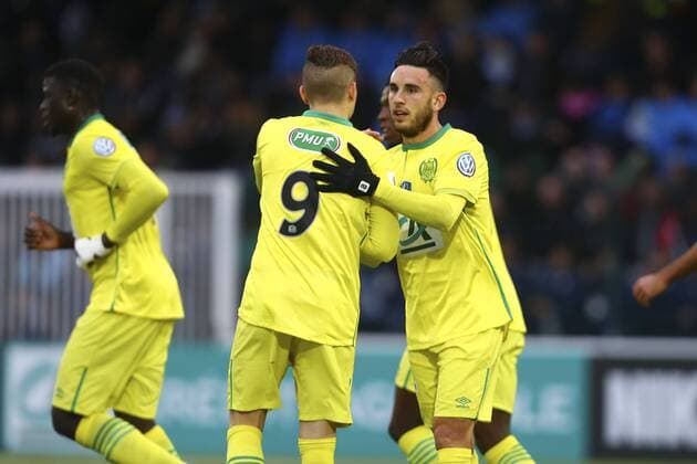 joie Adrien Thomasson (Nantes) FOOTBALL : Le Blanc Mesnil vs FC Nantes Ligapokal Frankreich - Coupe de la Ligue - 02 01 2016 - GwendolineLeGoffx 