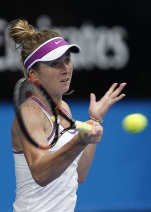 Jan. 4, 2016 - Perth, Australia - ELINA SVITOLINA (UKR) hits a forehand shot against VICTORIA DUVAL (USA) in the women s singles on Day 2 at the Hopman Cup tennis tournament in Perth, Australia. Sports News - Jan. 4, 2016 - ZUMAk129