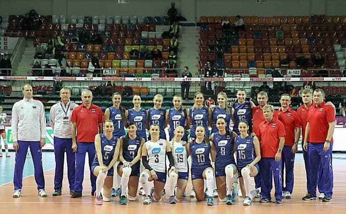 2016 European Olympic Qualification Pool B match Poland and Russia in Ankara on January 4, 2016. Final Score: Poland 2 - Russia 3 Pictured: Russia Team photo 