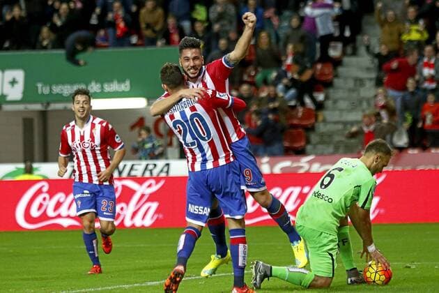 Spanish League match between Sporting and Getafe. In this picture, Sanabria celebrates his goal. xTUERO-ARIASx 