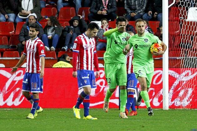 Spanish League match between Sporting and Getafe. In this picture, Cala celebrates his goal. xTUERO-ARIASx 