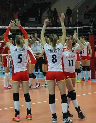 2016 European Olympic Qualification Pool B DAY 2 - match Poland and Belgium at Baskent Volleyball Hall in Ankara on January 5, 2016. Final Score: Poland 1 - Belgium 3 Pictured: Belgium Team Photo. 