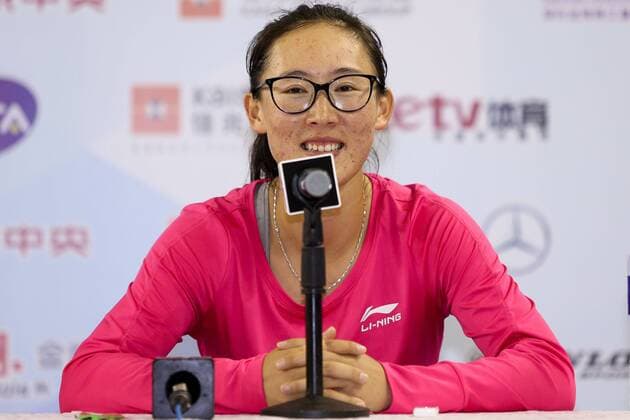 SHENZHEN, CHINA - JANUARY 05: (CHINA OUT) Zheng Saisai of China attends the press conference PK Pressekonferenz during Day three of 2016 WTA Tennis Damen Shenzhen Open on January 5, 2016 in Shenzhen, China.  CFP477826412 
