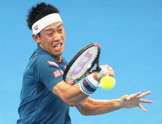 Tennis, ATP-Turnier in Brisbane Nishikori appears 2nd round of Brisbane International Japan s Kei Nishikori returns a shot during a second round singles match at the Brisbane International against Kazakhstan s Mikhail Kukushkin in Brisbane, Australia, on Jan. 6, 2016. 
