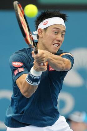 Tennis, ATP-Turnier in Brisbane Nishikori opens with win at Brisbane International Japan s Kei Nishikori hits a backhand to Mikhail Kukushkin of Kazakhstan in the second round of the Brisbane International in Australia on Jan. 6, 2016. Nishikori won 6-3, 6-4 to book his spot in the quarterfinals. 