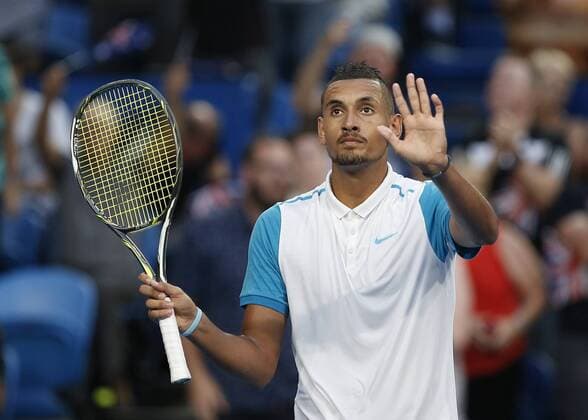 Jan. 6, 2016 - Perth, Western Australia, Australia - NICK KYRGIOS (AUS) acknowledges the crowd after defeating Andy Murray (GBR) in straights sets in their men s singles match on Day 4 at the Hopman Cup tennis tournament in Perth, Australia. Hopman Cup Tennis - ZUMAk129
