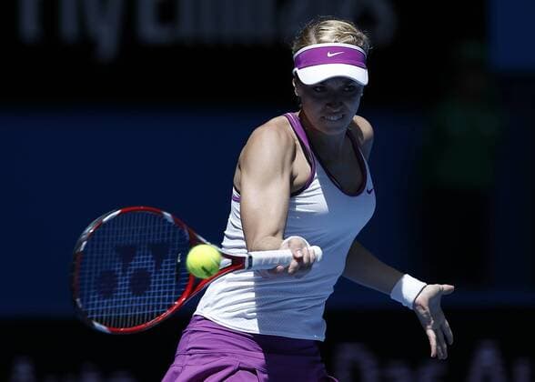 Jan. 8, 2016 - Perth, Western Australia, Australia - SABINE LISICKI (GBR) hits a forehand shot against Heather Watson (GBR) during the women s singles match on Day 6 at the Hopman Cup tennis tournament in Perth, Australia. Hopman Cup Tennis - ZUMAk129